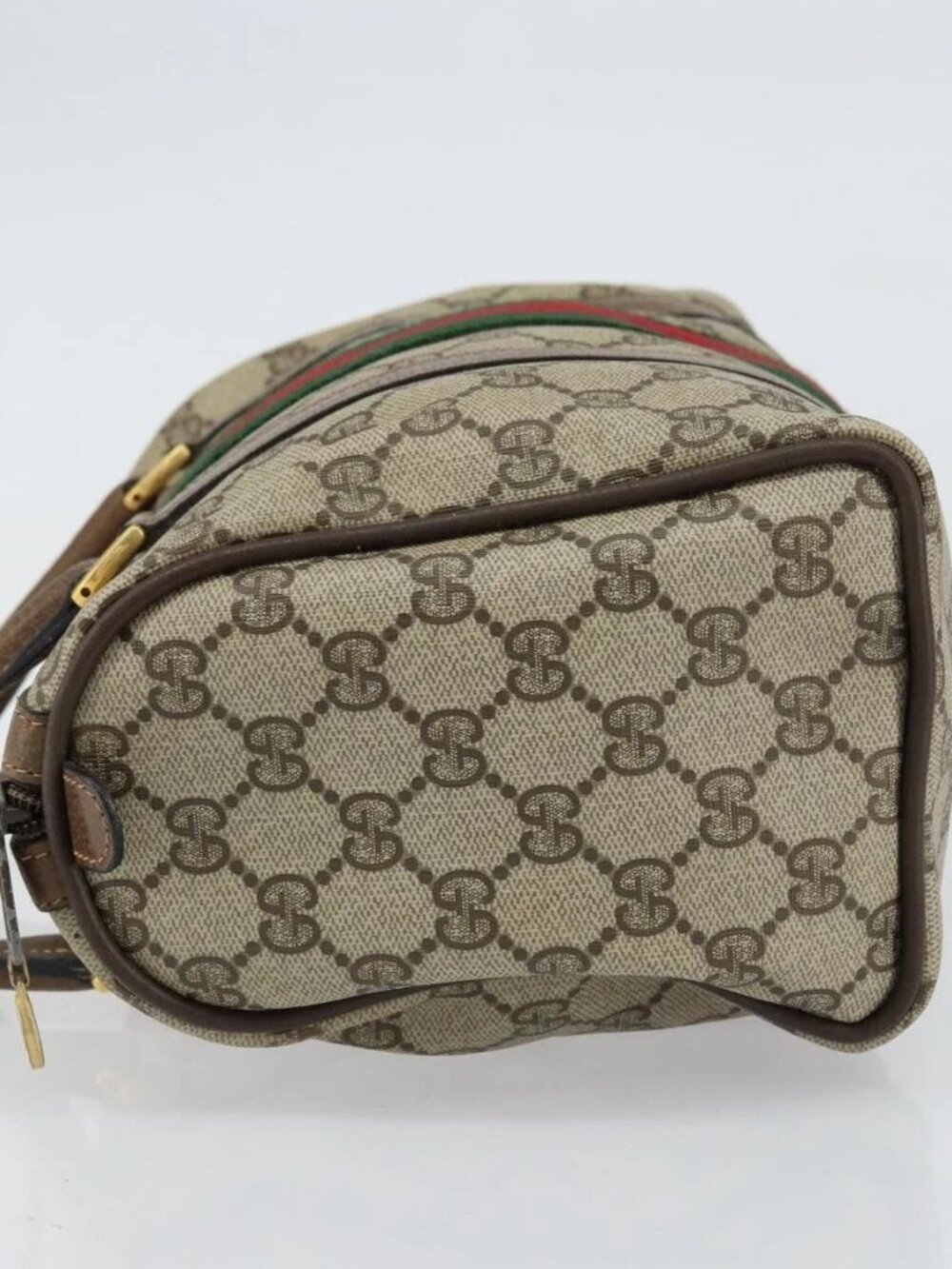 GUCCI GG Supreme Web Sherry Line Boston Bag PVC Beige Gold 40 02 006 Auth gh1505 - Picture 6 of 16